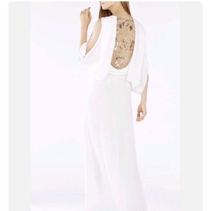 Bcbgmaxazria Rayah Sequin Embroidered Draped Back Gown Size 0